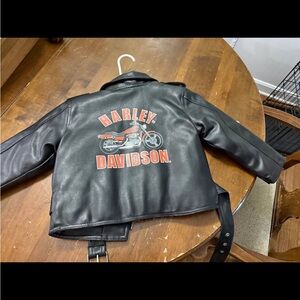 Harley-Davidson Kids Black Leather Jacket with Red Logo